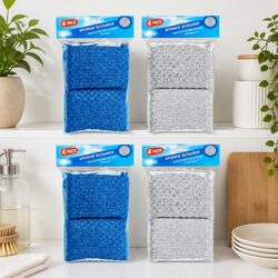 Kitchen Scourer Sponge 13cm Metallic Wire 16 Pack Cleaning Pads Scrubbing